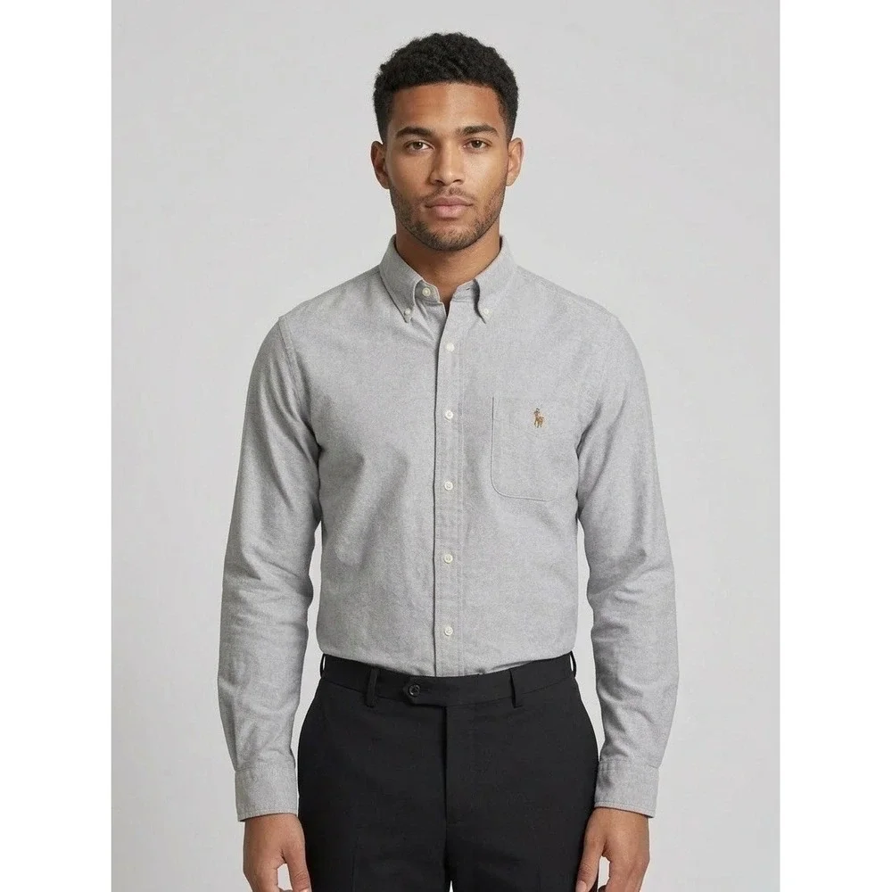 Polo Ralph Lauren Gray Oxford Button Down Shirt Classic Fit Cotton 2XLT Tall